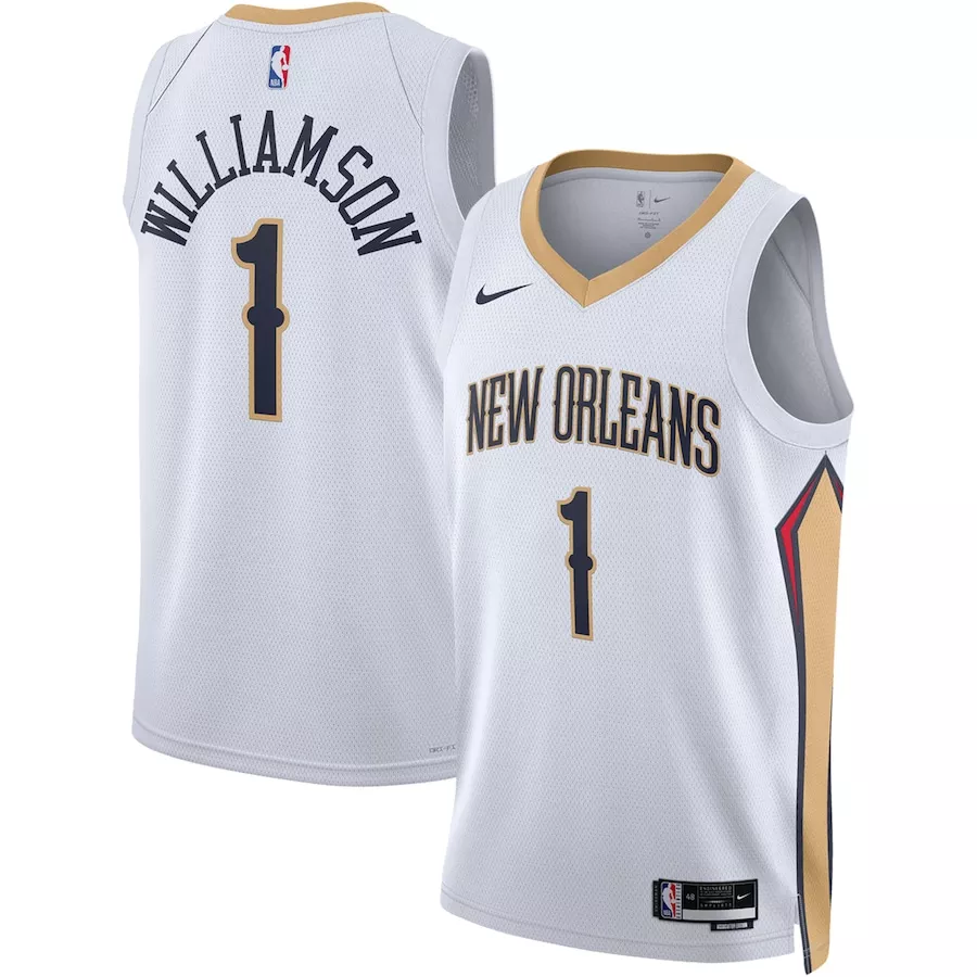 Men's New Orleans Pelicans Zion Williamson #1 White Swingman Jersey 22/23 - Association Edition - thejerseys