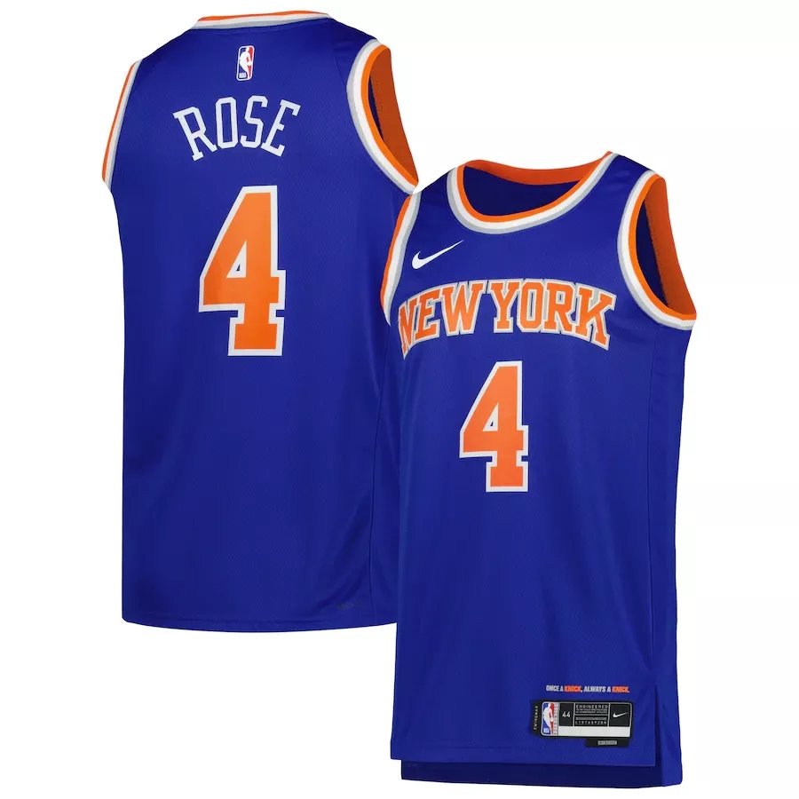 Men's New York Knicks Derrick Rose #4 Blue Swingman Jersey 22/23 - Icon Edition - thejerseys