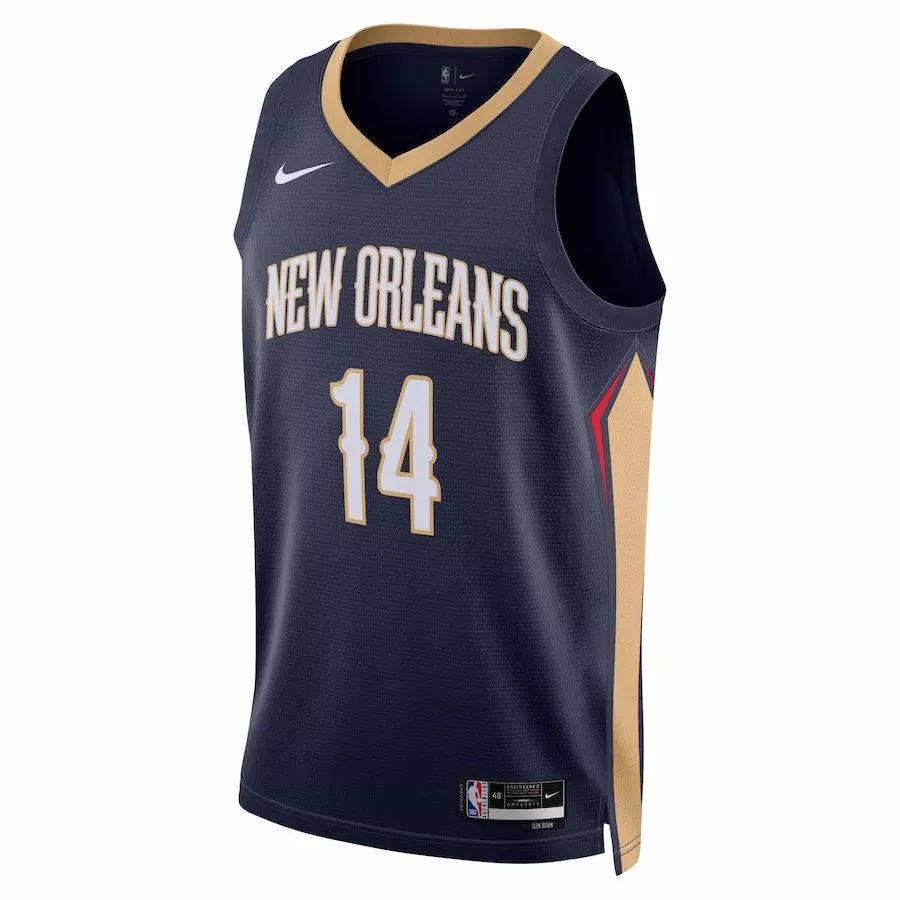 Men's New Orleans Pelicans Brandon Ingram #14 Navy Swingman Jersey 22/23 - Icon Edition - thejerseys