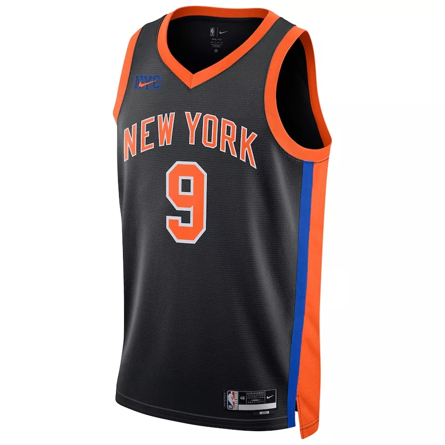 Men's New York Knicks RJ Barrett #9 Black Swingman Jersey 22/23 - City Edition - thejerseys