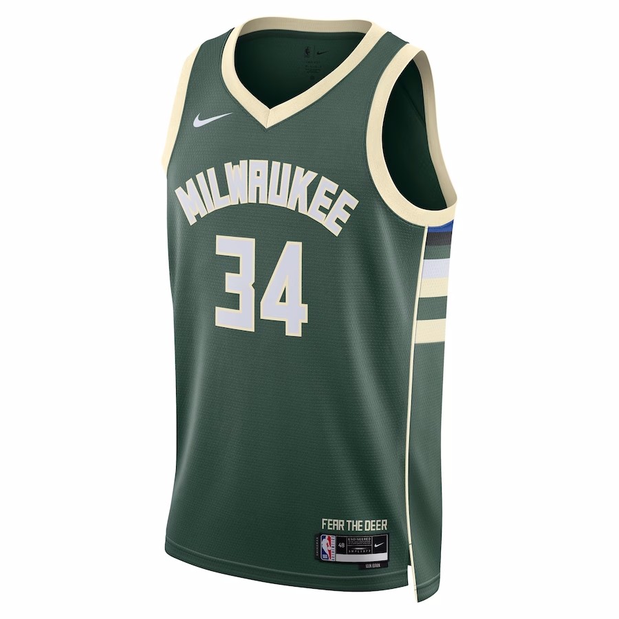 Nike Men's 2021-22 City Edition Milwaukee Bucks Khris Middleton #22 White Dri-Fit Swingman Jersey, XL