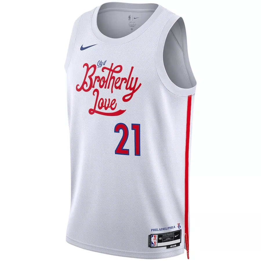 Men's Philadelphia 76ers Joel Embiid #21 White Swingman Jersey 22/23 - City Edition - thejerseys