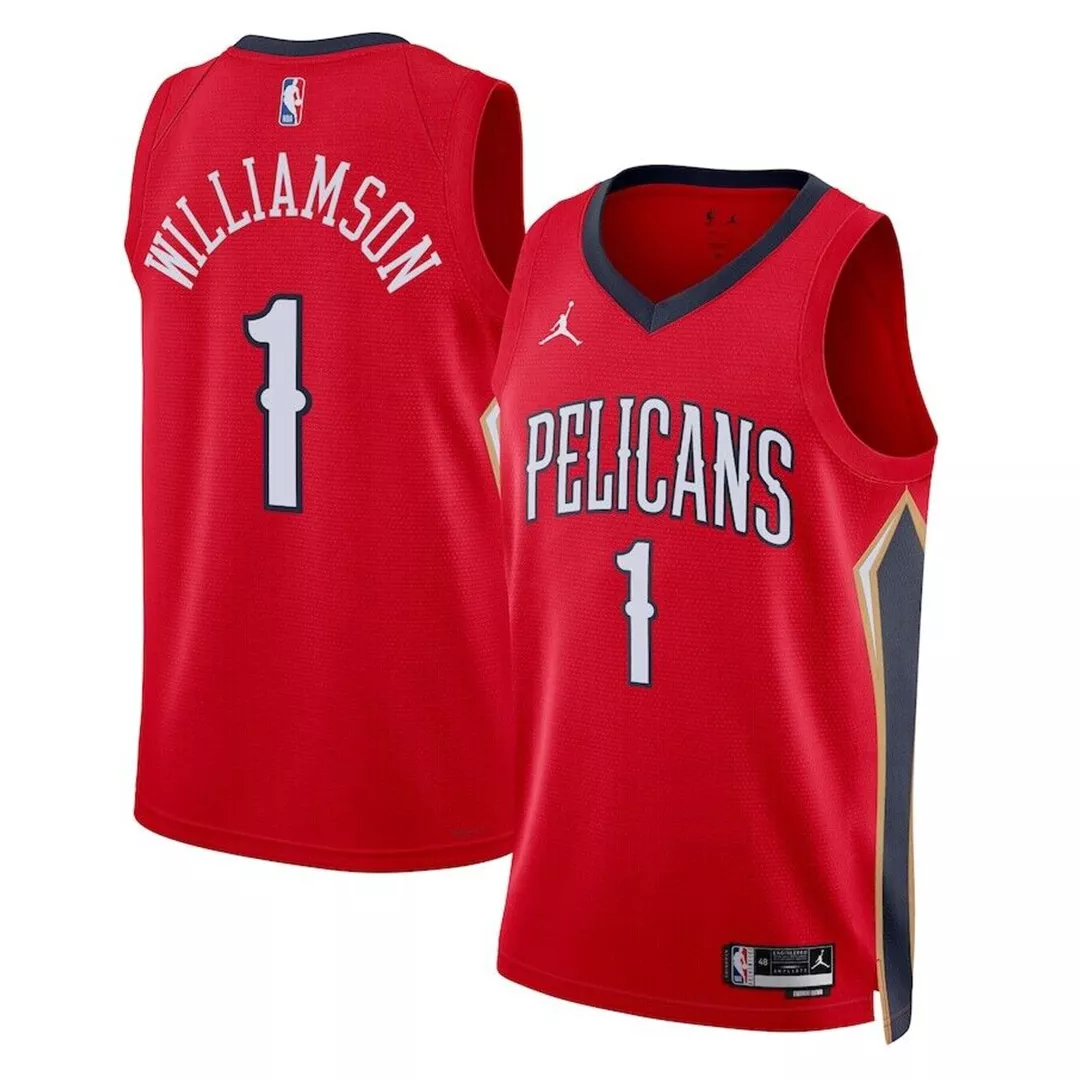 Men's New Orleans Pelicans Zion Williamson #1 Jordan Brand Red 22/23 Jersey-Statement Edition - thejerseys