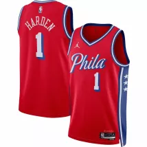 Men's Philadelphia 76ers James Harden #1 Jordan Brand Red 2022/23 Swingman Jersey - Statement Edition - thejerseys