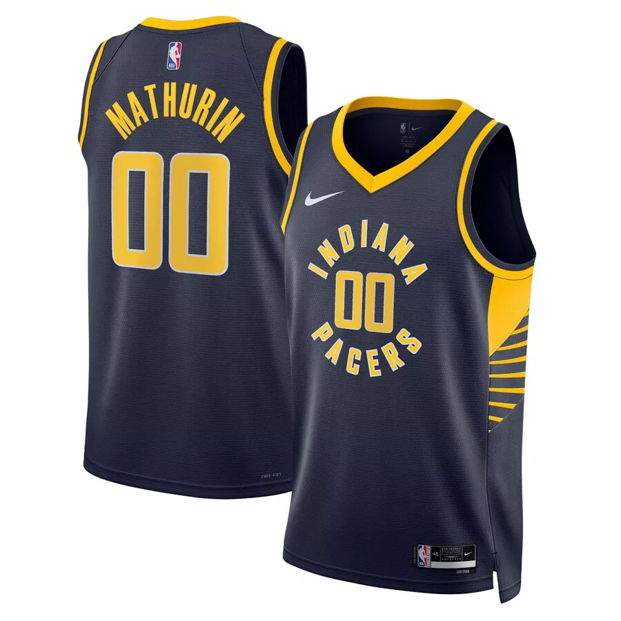 Men's Indiana Pacers Bennedict Mathurin #00 Navy Swingman Jersey 2022/23 - Icon Edition - thejerseys