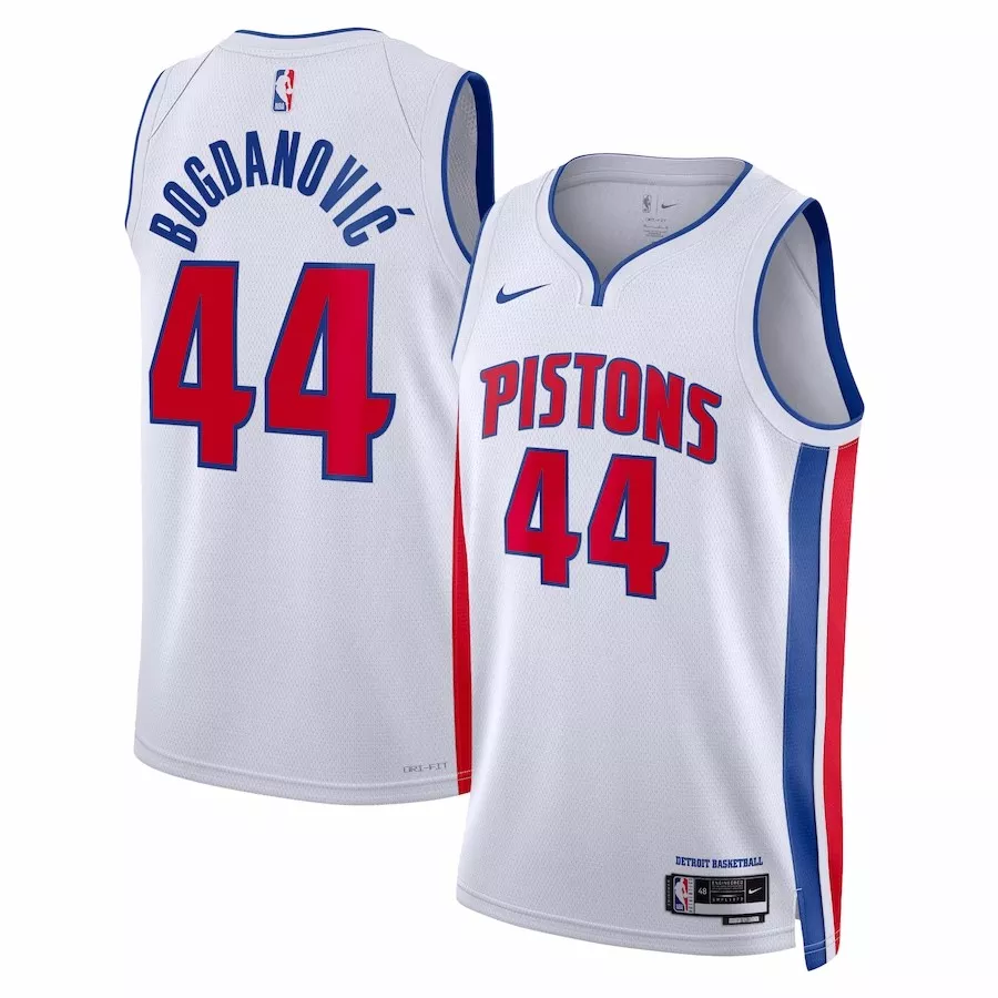 Men's Detroit Pistons Bojan Bogdanovic #44 White Swingman Jersey 2022/23 - Association Edition - thejerseys