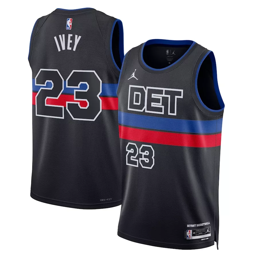 Men's Detroit Pistons Jaden Ivey #23 Black Swingman Jersey 2022/23 - Statement Edition - thejerseys