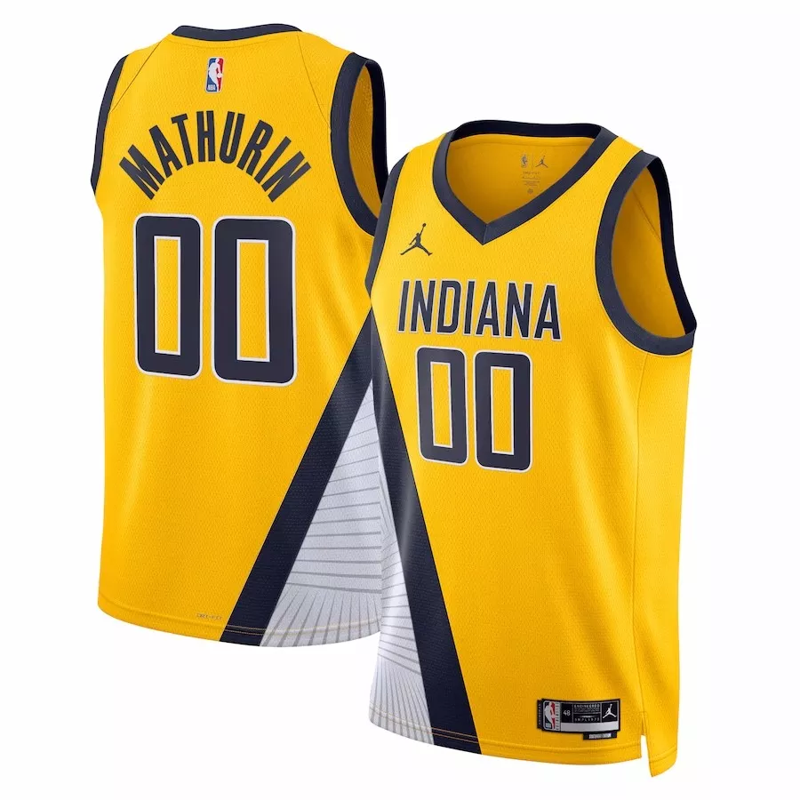Men's Indiana Pacers Bennedict Mathurin #00 Yellow Swingman Jersey 2022/23 - Statement Edition - thejerseys