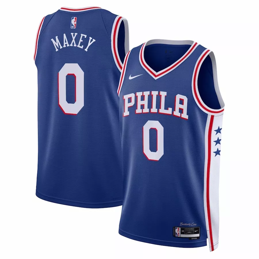 Men's Philadelphia 76ers Tyrese Maxey #0 Royal Swingman Jersey 22/23 - Icon Edition - thejerseys