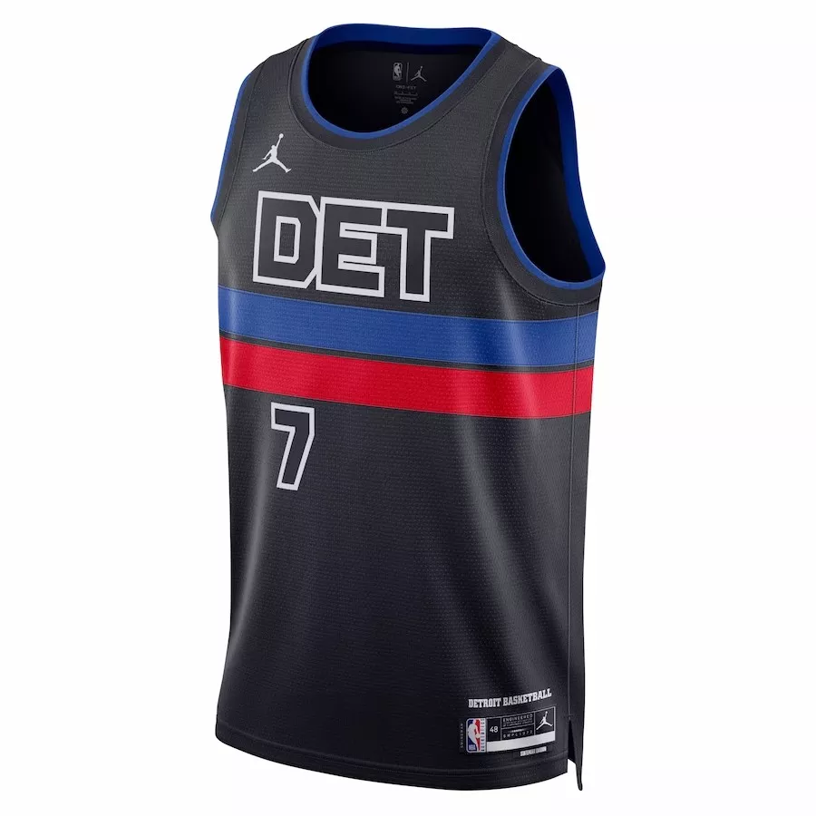 Men's Detroit Pistons Killian Hayes #7 Black Swingman Jersey 2022/23 - Statement Edition - thejerseys