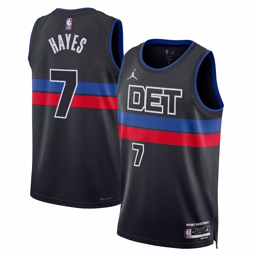 Men's Detroit Pistons Killian Hayes #7 Black Swingman Jersey 2022/23 - Statement Edition - thejerseys