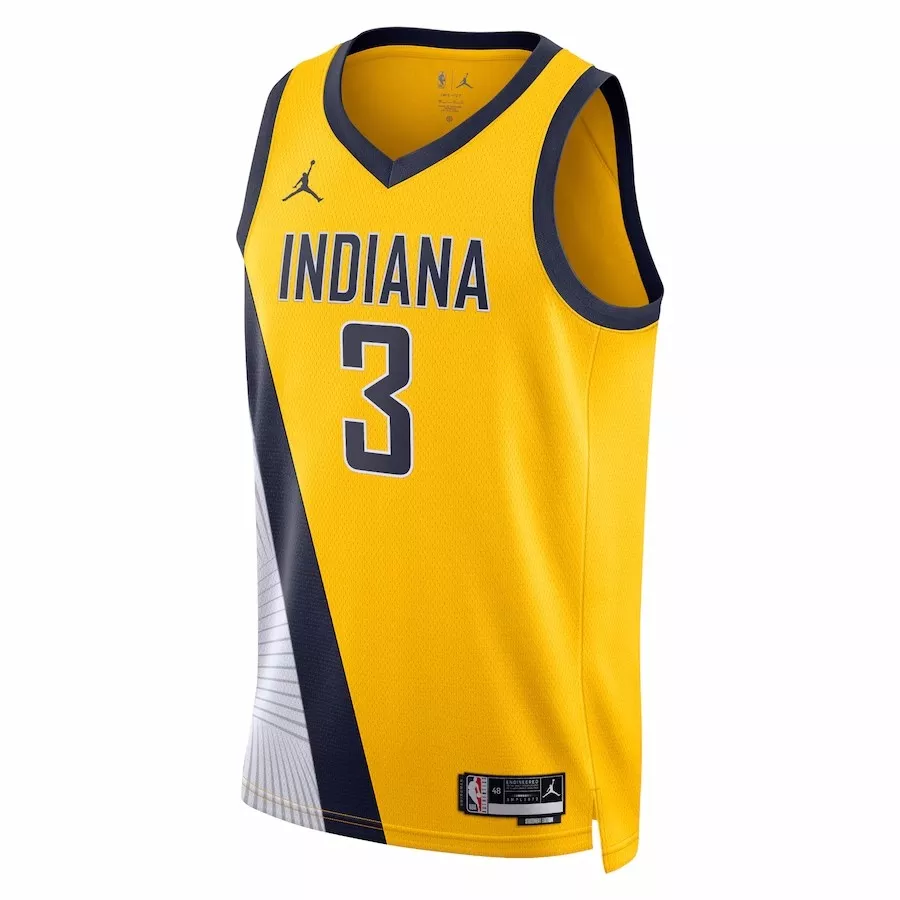 Men's Indiana Pacers Chris Duarte #3 Yellow Swingman Jersey 2022/23 - Statement Edition - thejerseys