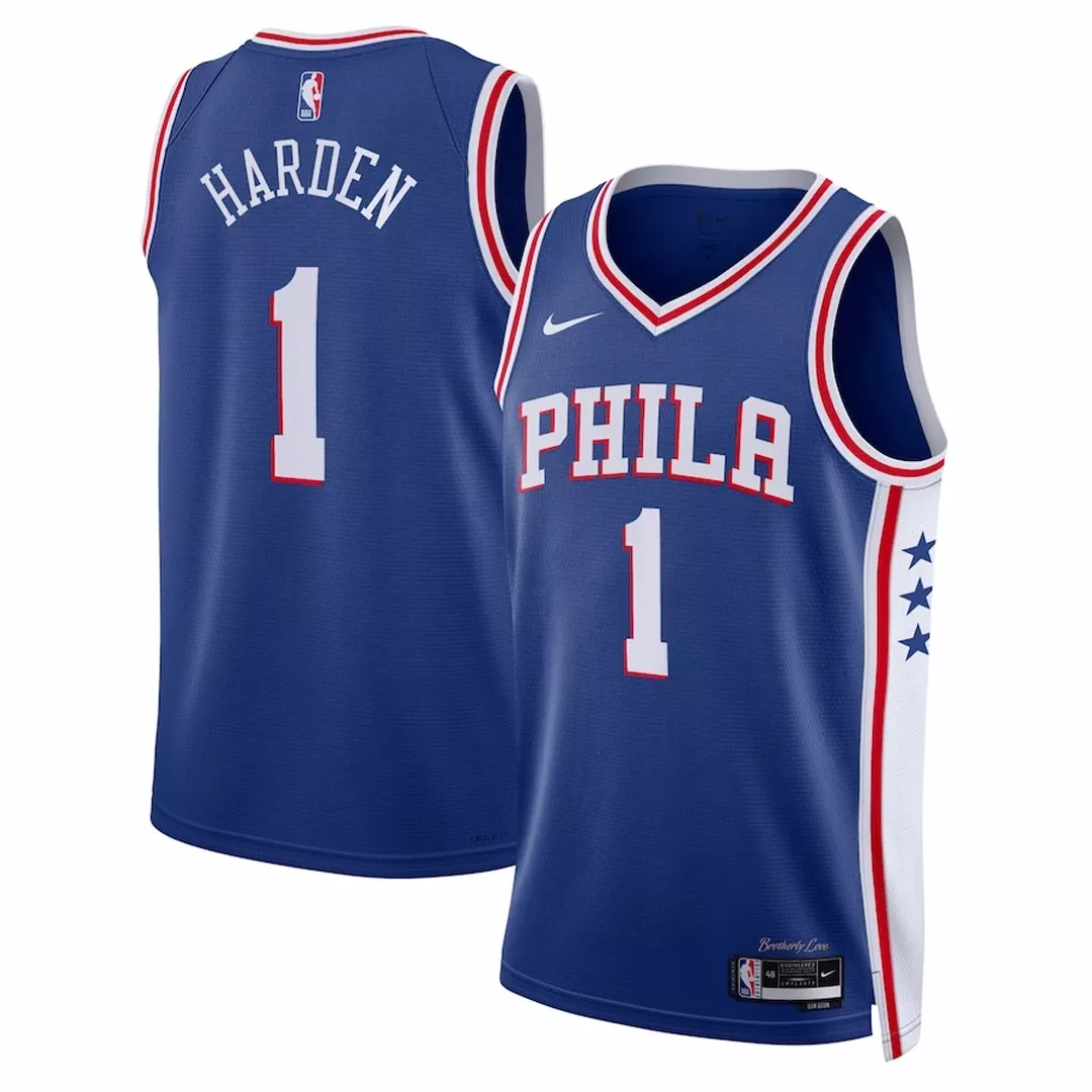 Men's Philadelphia 76ers James Harden #1 Blue Swingman Jersey 22/23 - Icon Edition
