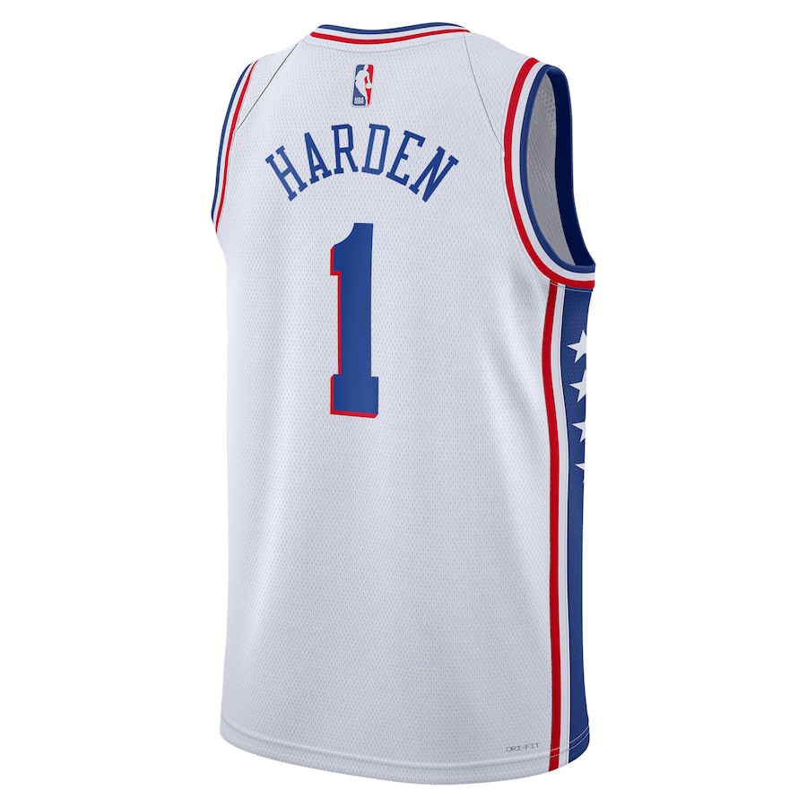 Nike / Men's 2021-22 City Edition Philadelphia 76ers James Harden #1 Navy  Dri-FIT Swingman Jersey