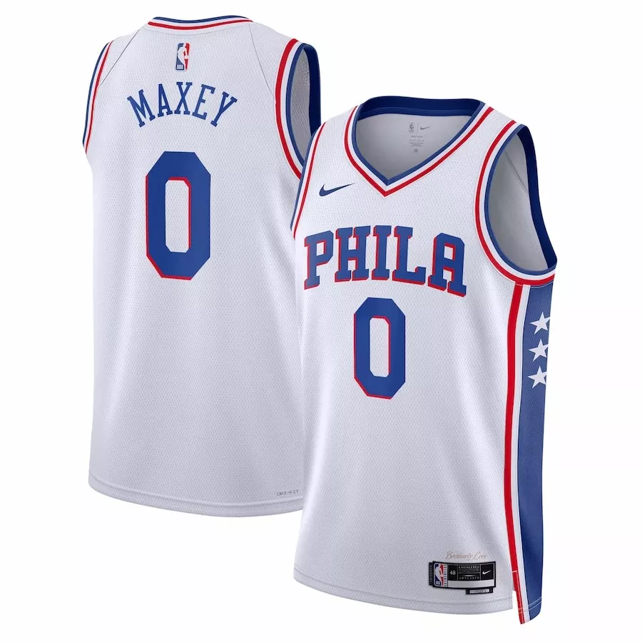 Men's Philadelphia 76ers Tyrese Maxey #0 White Swingman Jersey 22/23 - Association Edition - thejerseys