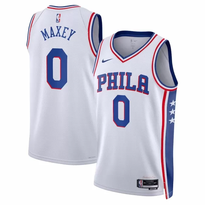 Men's Philadelphia 76ers Tyrese Maxey #0 White Swingman Jersey 22/23 - Association Edition - thejerseys