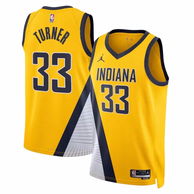 Men's Indiana Pacers Myles Turner #33 Yellow Swingman Jersey 2022/23 - Statement Edition - thejerseys