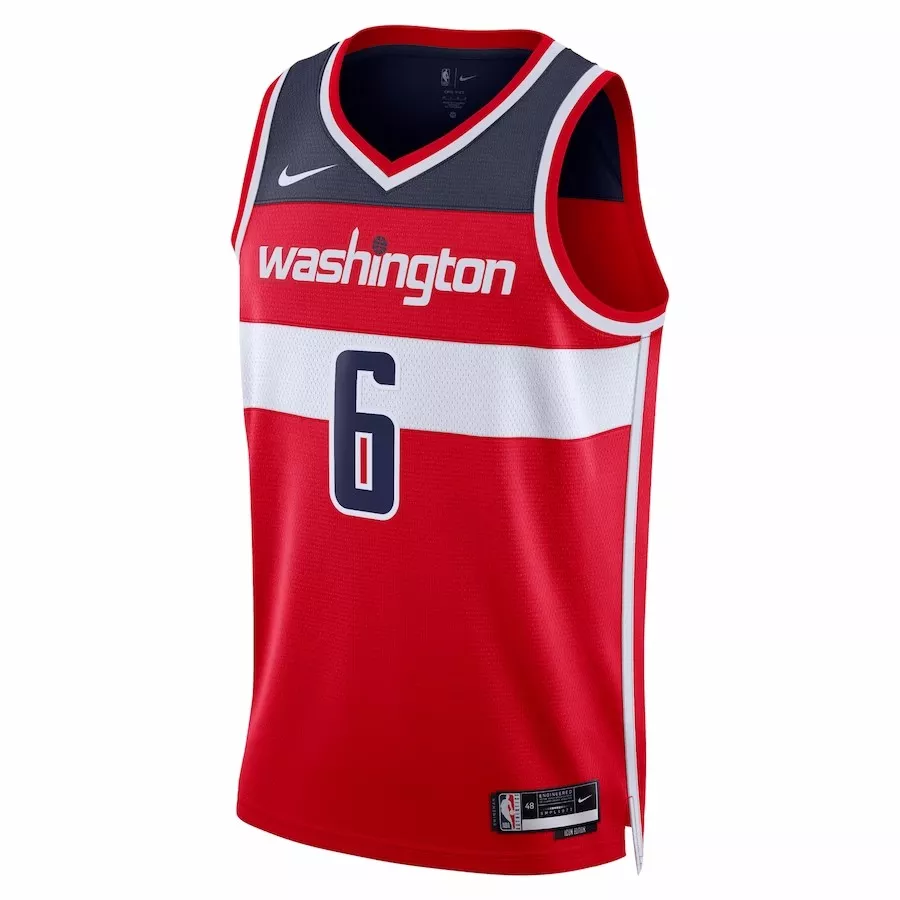 Men's Washington Wizards Kristaps Porzingis #6 Red Swingman Jersey 2022/23 - Icon Edition - thejerseys