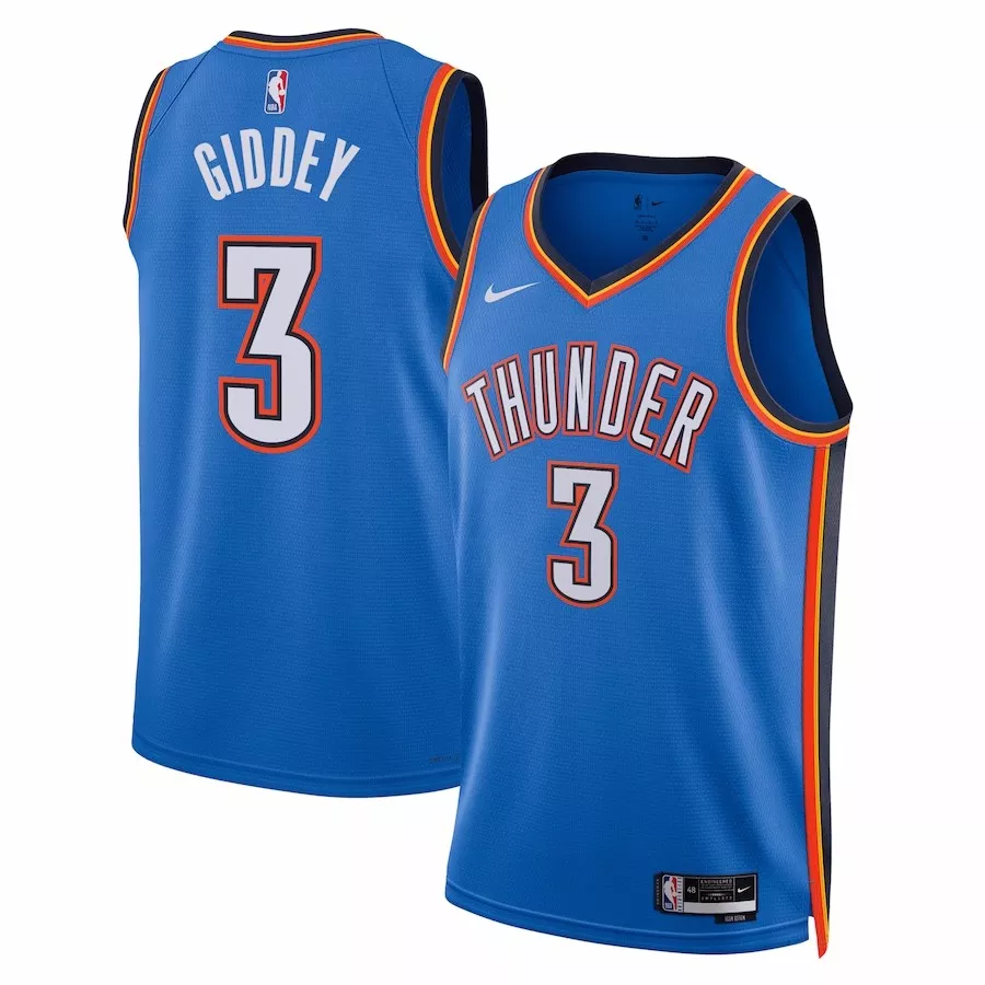 Men's Oklahoma City Thunder Josh Giddey #3 Blue Swingman Jersey 2022/23 - Icon Edition - thejerseys