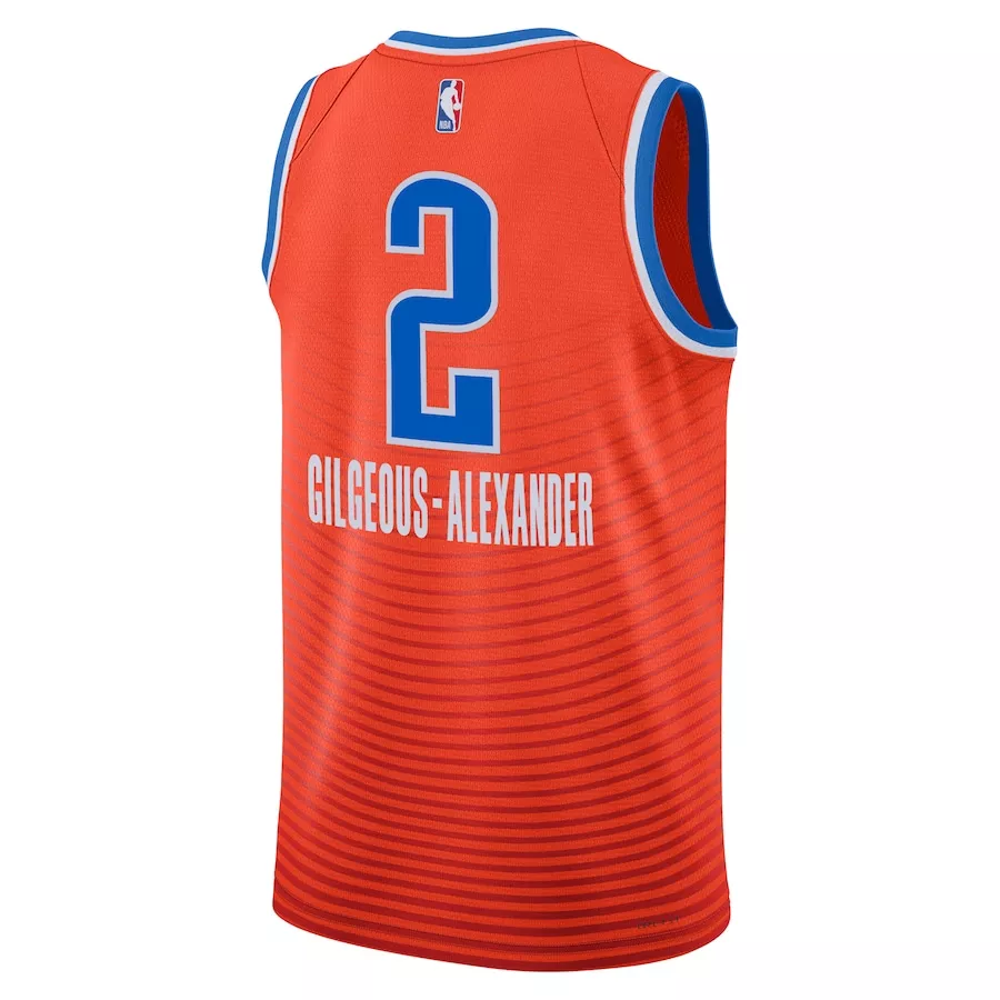 Men's Oklahoma City Thunder Shai Gilgeous-Alexander #2 Orange Swingman Jersey 2022/23 - Statement Edition - thejerseys