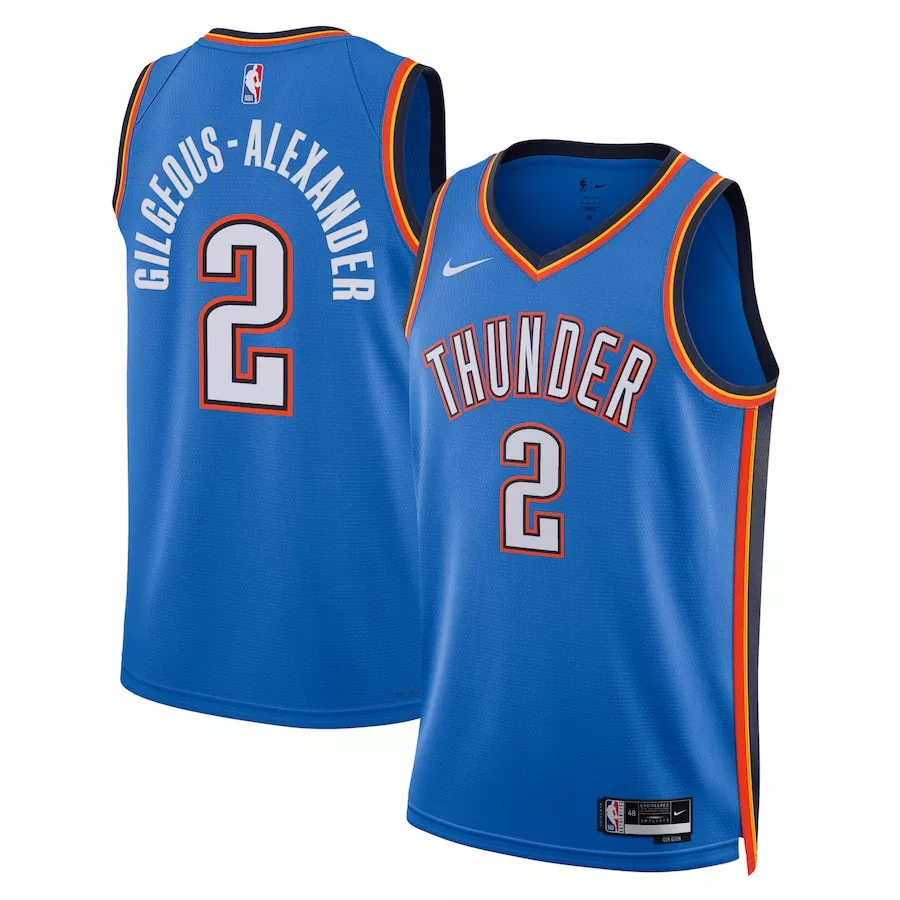 Men's Oklahoma City Thunder Shai Gilgeous-Alexander #2 Blue Swingman Jersey 2022/23 - Icon Edition - thejerseys