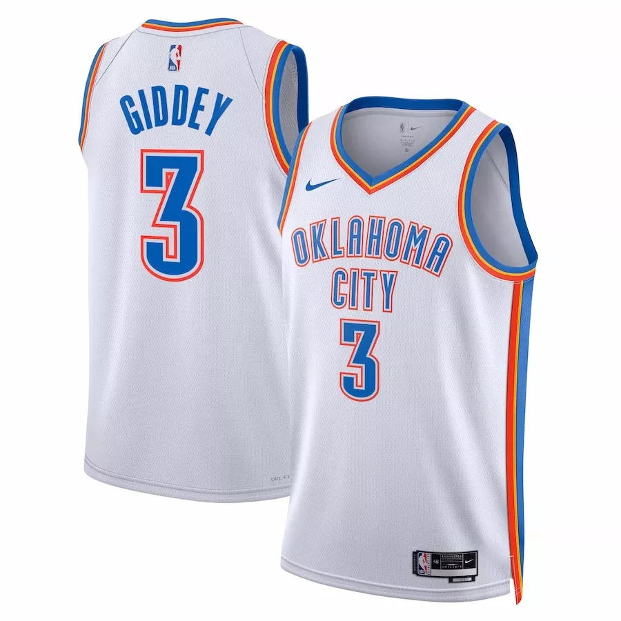 Men's Oklahoma City Thunder Josh Giddey #3 White Swingman Jersey 2022/23 - Association Edition - thejerseys