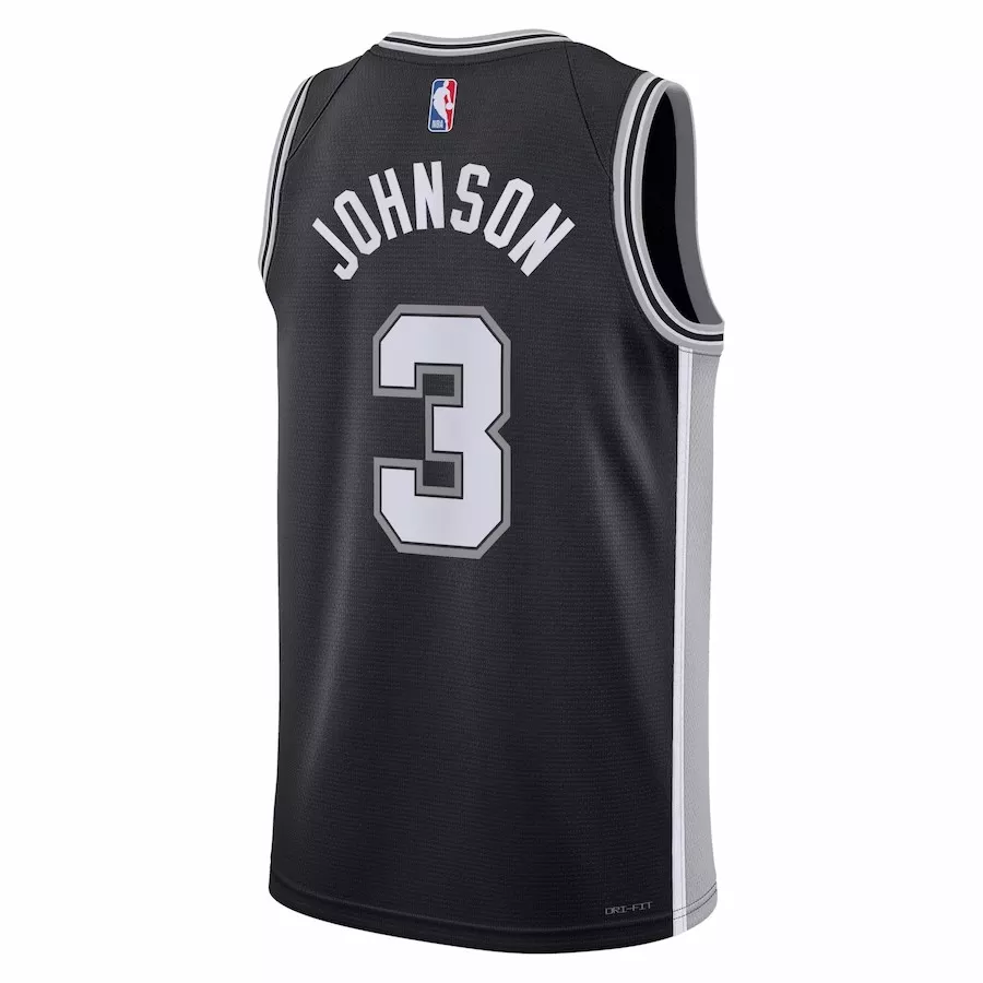 Men's San Antonio Spurs Keldon Johnson #3 Black Swingman Jersey 2022/23 - Icon Edition - thejerseys