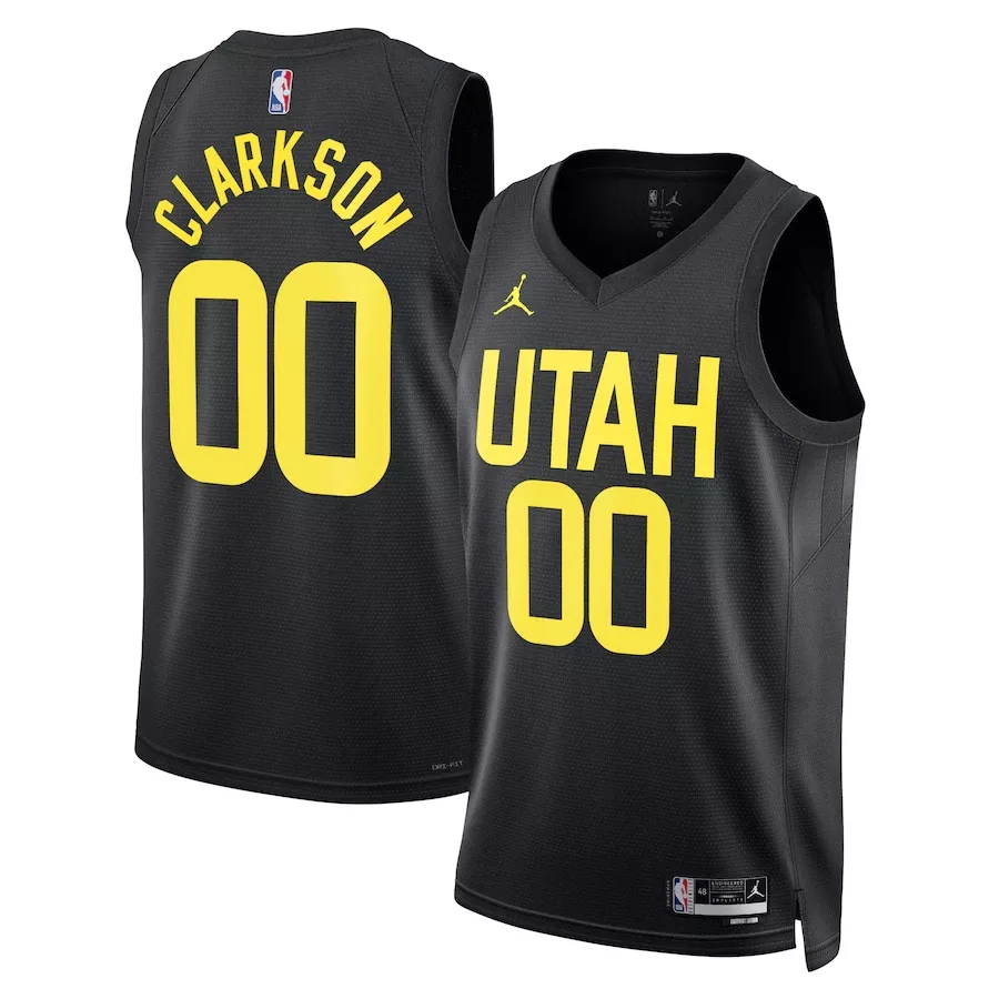 Men's Utah Jazz Jordan Clarkson #00 Black Swingman Jersey 2022/23 - Statement Edition - thejerseys