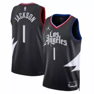 Men's LA Clippers Reggie Jackson #1 Jordan Brand Black 2022/23 Swingman Jersey - Statement Edition - thejerseys