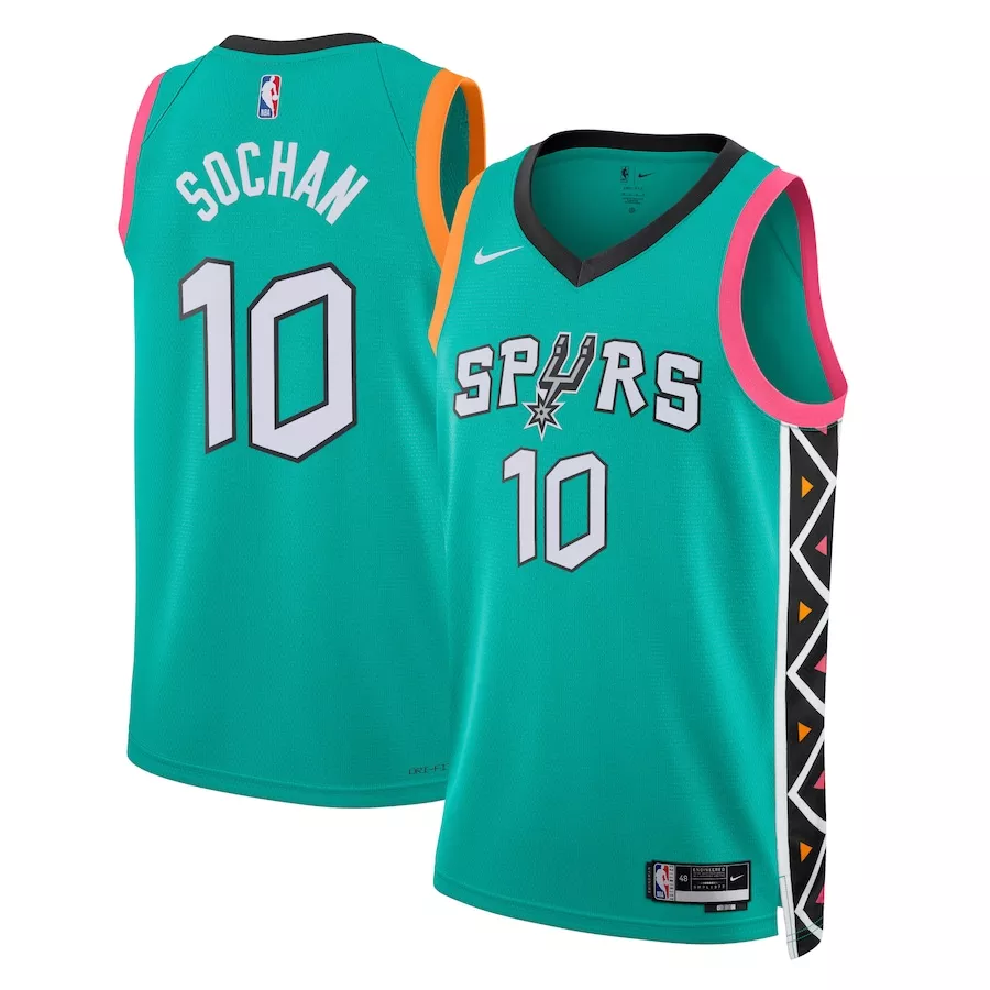Men's San Antonio Spurs Jeremy Sochan #10 Green Swingman Jersey 2022/23 - City Edition - thejerseys