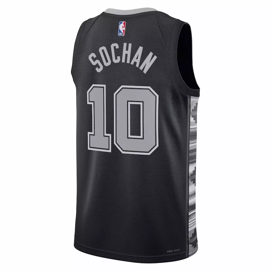 Men's San Antonio Spurs Jeremy Sochan #10 Black Swingman Jersey 2022/23 - Statement Edition - thejerseys