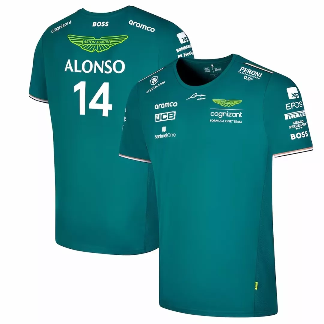 Men's Aston Martin Aramco Cognizant F1 Racing Team Fernando Alonso Driver T-Shirt 2023