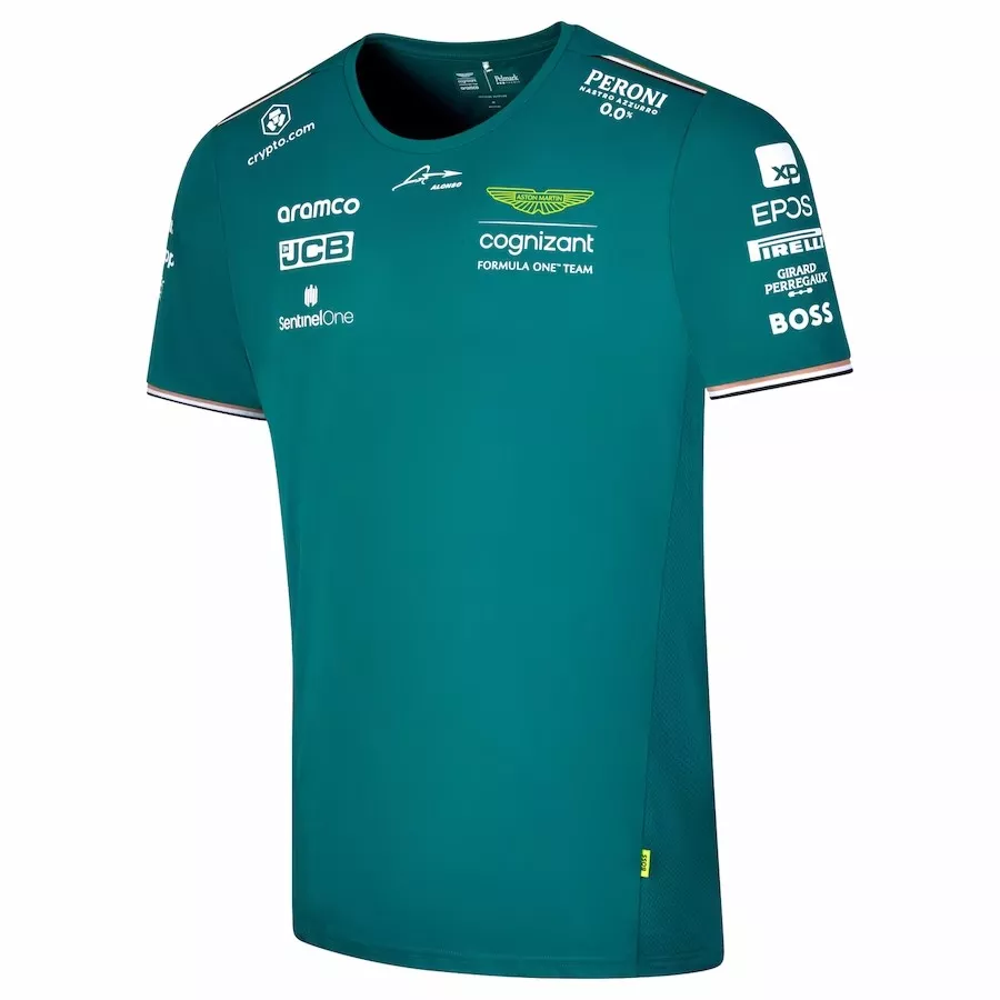 Men's Aston Martin Aramco Cognizant F1 Racing Team Fernando Alonso Driver T-Shirt 2023 - thejerseys