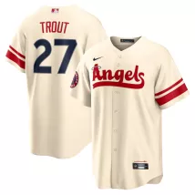 Men's Los Angeles Angels Mike Trout #27 Nike Cream 2022 City Connect Replica Player Jersey - thejerseys
