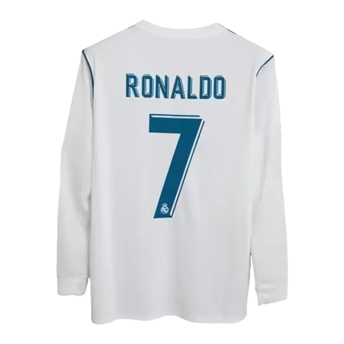 Real Madrid RONALDO #7 Home Retro Long Sleeve Soccer Jersey 2017/18 - thejerseys