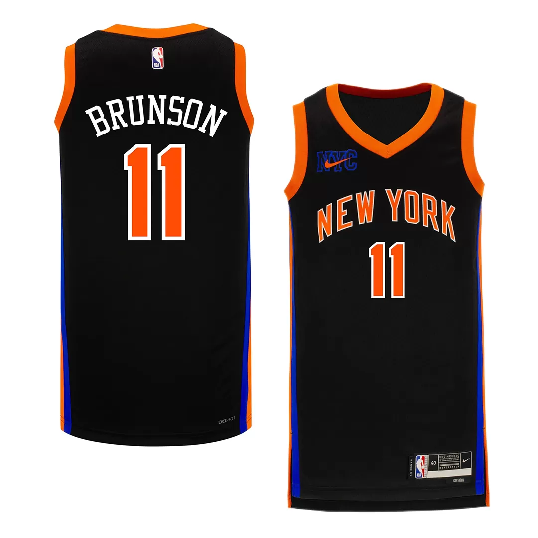 Men's New York Knicks Jalen Brunson #11 Black Swingman Jersey 22