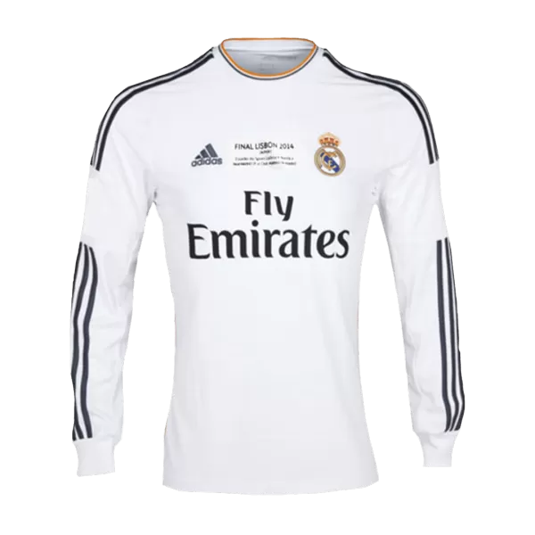 Real Madrid Home Retro Long Sleeve Soccer Jersey 2013/14 - UCL - thejerseys