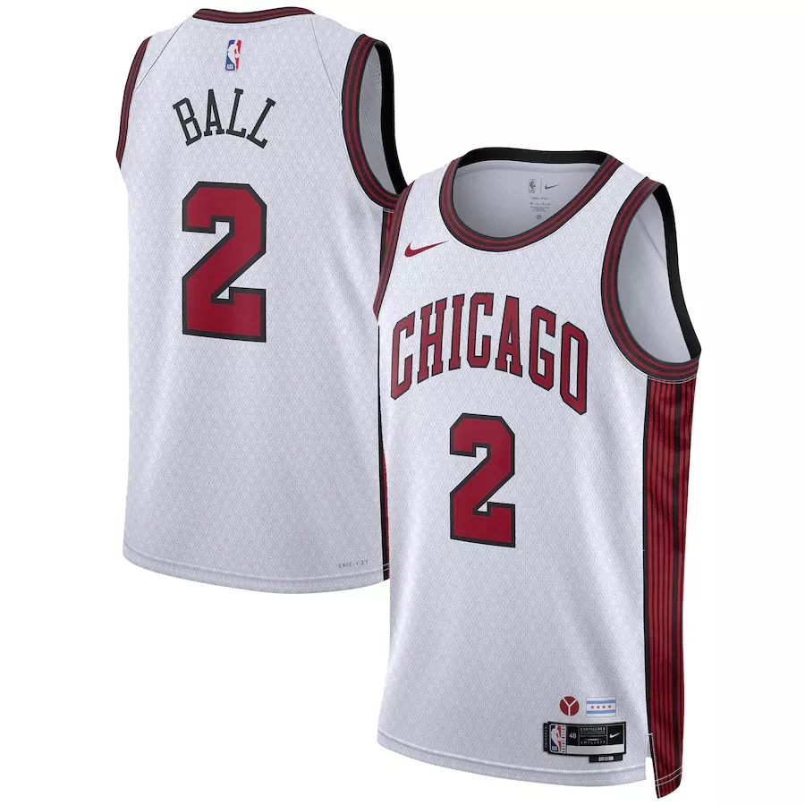 Men's Chicago Bulls Lonzo Ball #2 White Swingman Jersey 2022/23 - City Edition - thejerseys