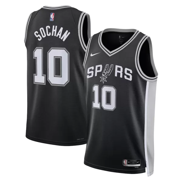 Men's San Antonio Spurs Jeremy Sochan #10 Black Swingman Jersey 2022/23 - Icon Edition - thejerseys