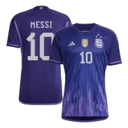 Women's Argentina MESSI #10 Away Soccer Jersey World Cup 2022 Three Stars - thejerseys