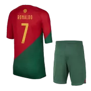 Kid's Portugal RONALDO #7 Home Jerseys Kit(Jersey+Shorts) 2022/23 - thejerseys