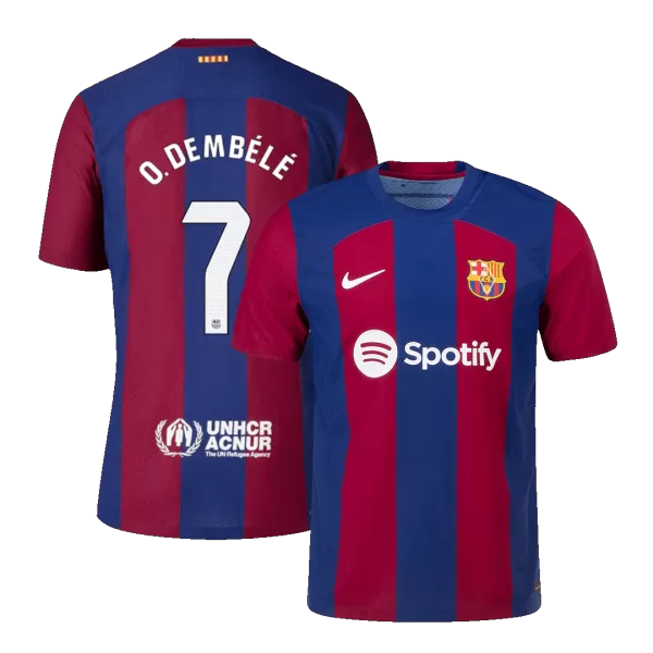 Barcelona O.DEMBÉLÉ #7 Home Soccer Jersey 2023/24 - Player Version - thejerseys