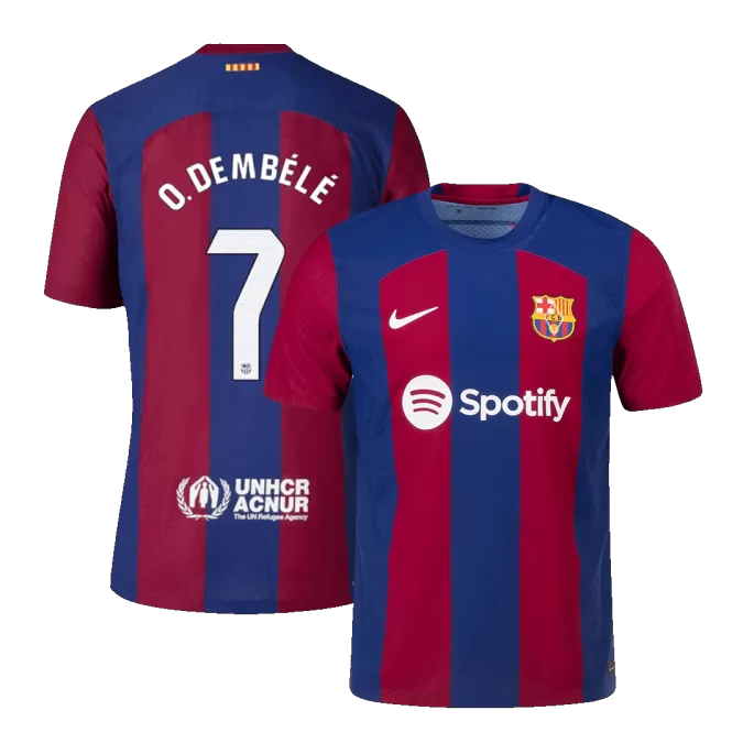 Barcelona O.DEMBÉLÉ #7 Home Soccer Jersey 2023/24 - Player Version - thejerseys