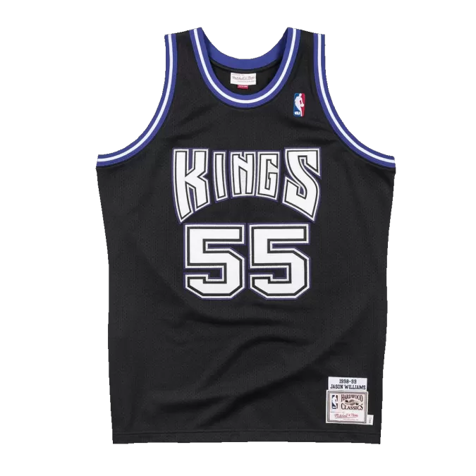 Men's Sacramento Kings Jason Williams #55 Black Hardwood Classics Authentic Jersey 1998/99 - thejerseys