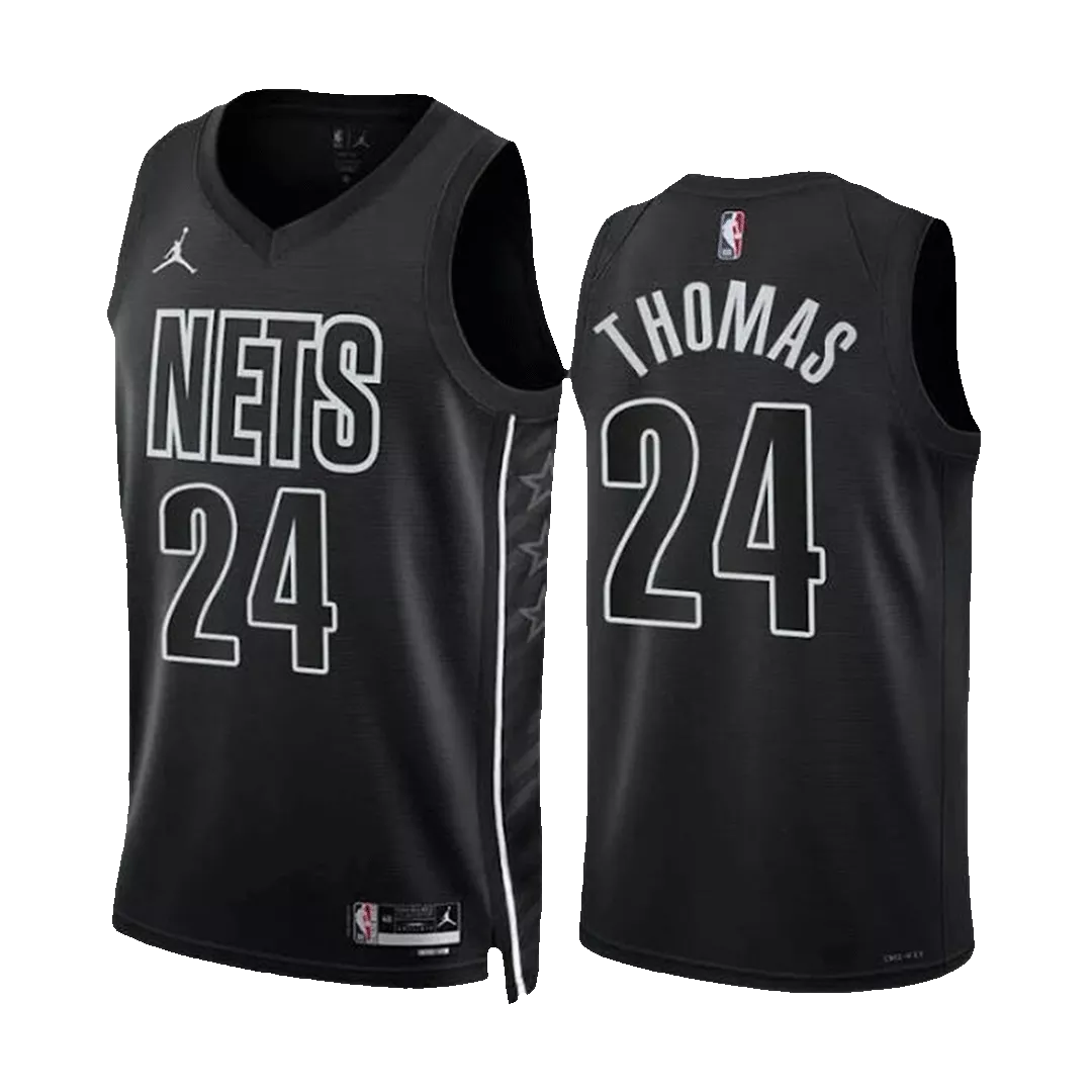 Men's Brooklyn Nets Com Thomas #24 Black Swingman Jersey 2022/23 - Statement Edition - thejerseys