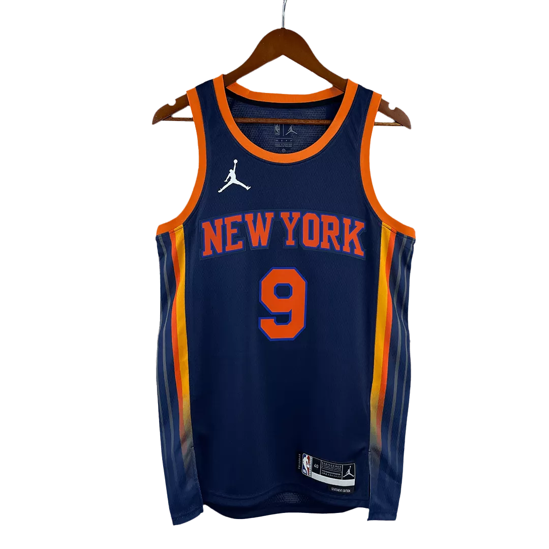 Men's New York Knicks RJ Barrett #9 Navy Swingman Jersey 2022/23 - Statement Edition - thejerseys