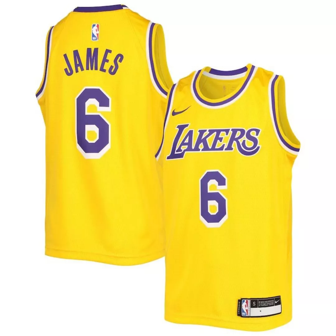Youth Los Angeles Lakers LeBron James #6 Gold Swingman Jersey 2022/23 - Icon Edition