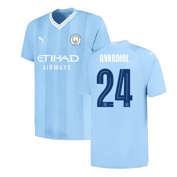 [Super Quality] Men's Manchester City GVARDIOL #24 Home Soccer Jersey 2023/24 UCL - Fans Version - thejerseys