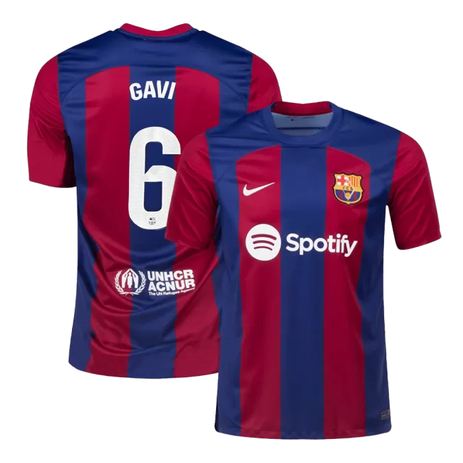 Men's Barcelona GAVI #6 Home Soccer Jersey 2023/24 - Fans Version - thejerseys