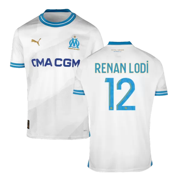 Men's Marseille RENAN LODI #12 Home Soccer Jersey 2023/24 - Fans Version - thejerseys
